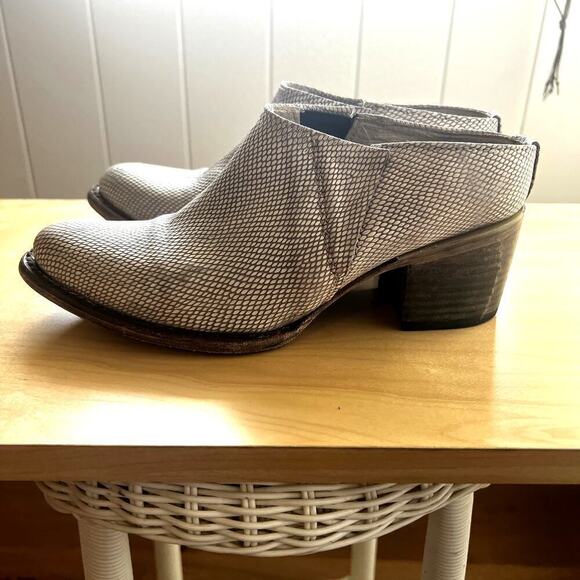 Freebird by Steven Shae Cream Lizard Leather Mule Booties SZ 7 - Picture 5 of 8